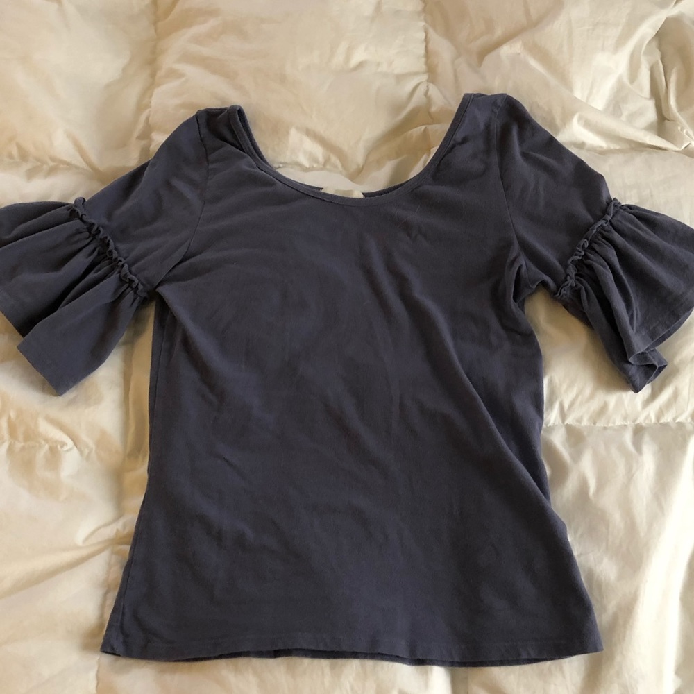 T.la anthropology blue frill top